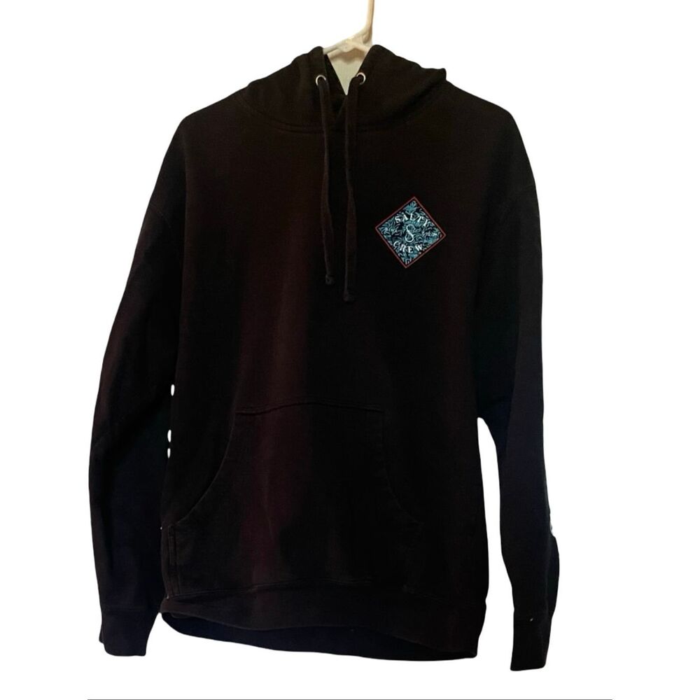Salty Crew Mens Black Standard Tippet Shores Fill Fleece Pullover Hoodie Large